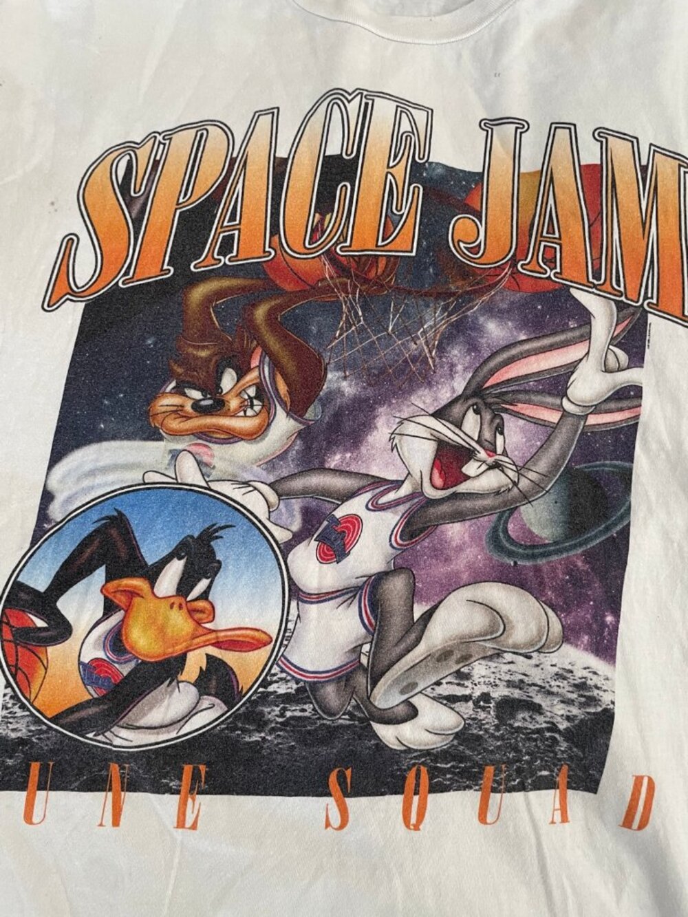 Vintage Space Jam Tune Squad Tee Shirt White Mens L Bugs Bunny